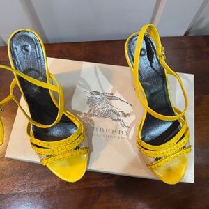 Burberry Yellow High Heel Espadrille (Haymarket  BROGUE EFFINGHAM 85) Size 40